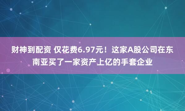 财神到配资 仅花费6.97元！这家A股公司在东南亚买了一家资产上亿的手套企业