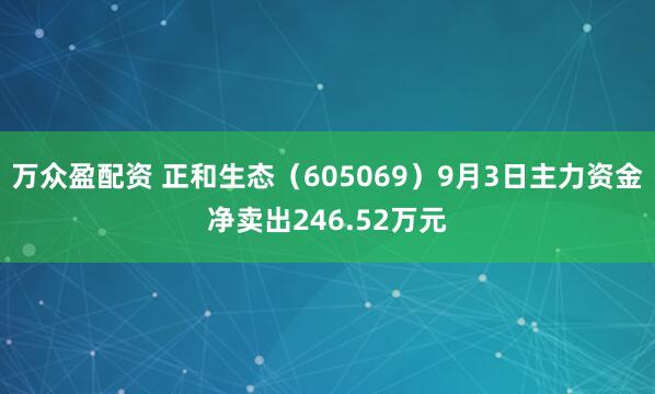万众盈配资 正和生态（605069）9月3日主力资金净卖出246.52万元